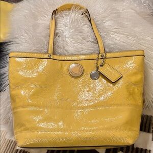 Coach Glossy Yellow Leather Tote